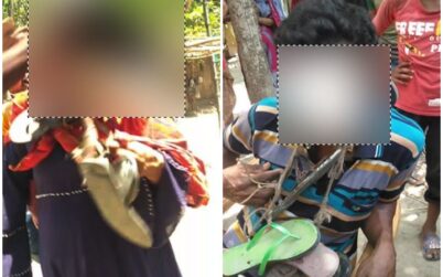 মাদারীপুরে গৃহবধূ-যুবকের গলায় জুতার মালা !